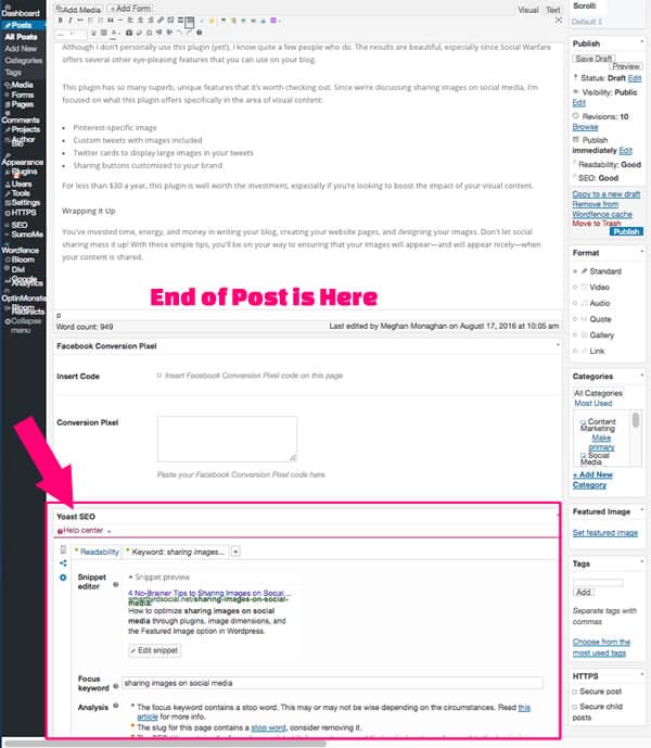 Where Yoast SEO Plugin appears - Sharing Images on Social Media