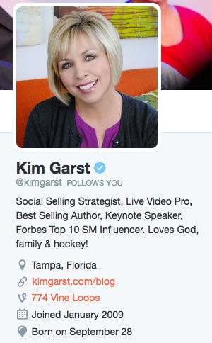 Optimize Your Twitter Profile - Kim Garst Bio