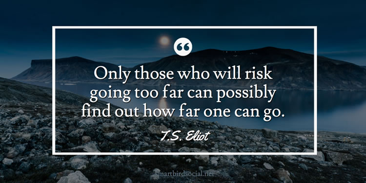 Motivational quotes for entrepreneurs - T.S. Eliot - Those who risk going too far can find out how far they can go.