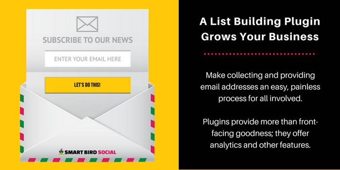 Website improvements to help you and your customers include using a list building plugin.
