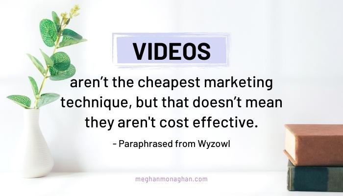 Wyzowl quote that videos aren't cheap but are cost effective