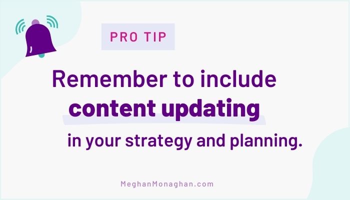 include updating old content as part of strategy