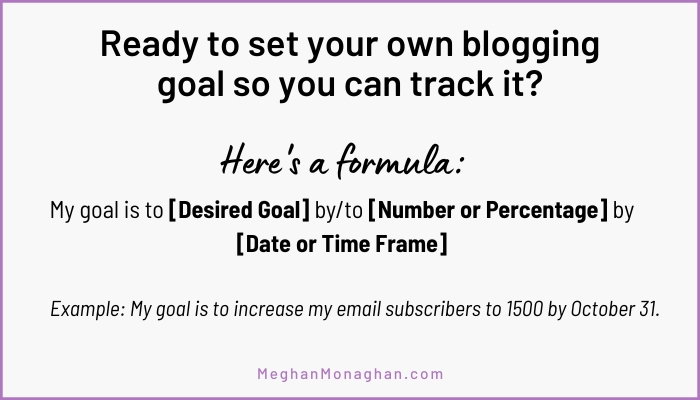 formula to set a blogging goal