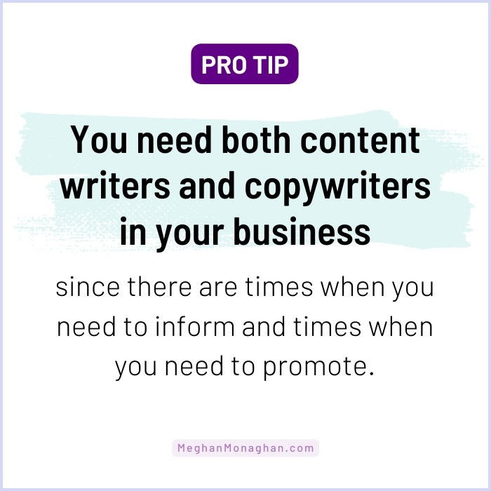 You need both content writers and copywriters for your business