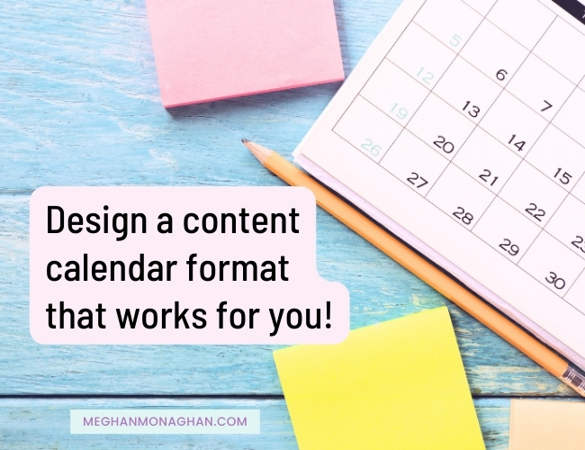 photo - desk with calendar, notes, pencil - design a content calendar format that works for you