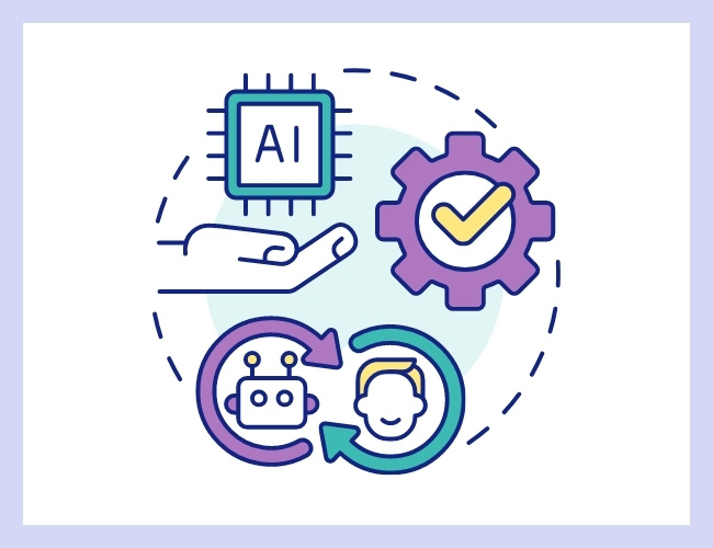 illustration representing AI tools and humans