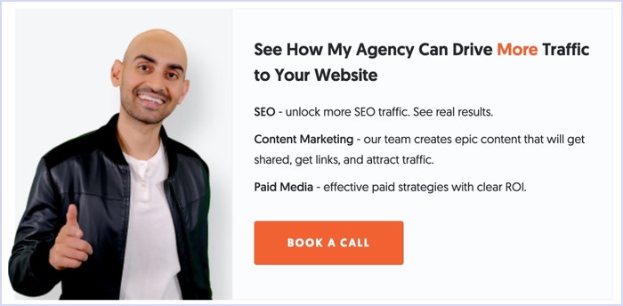 Example of good call to action from Neil Patel