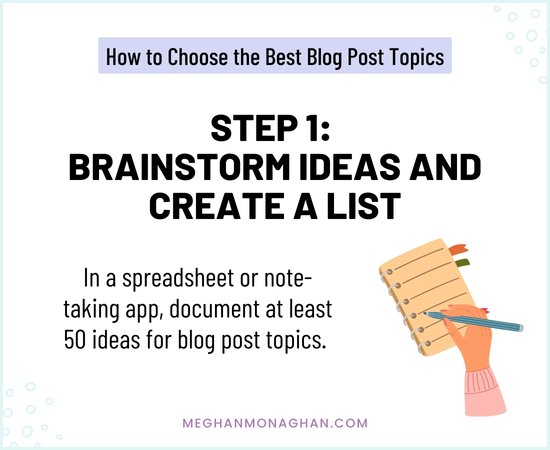 step 1 - how to choose blog post topics - brainstorm