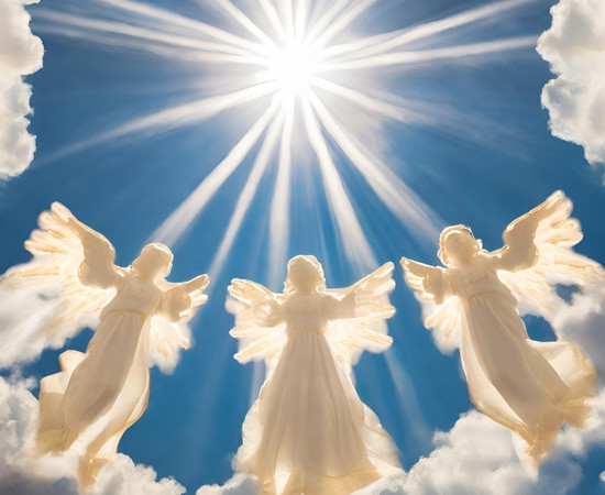 AI generated photo - angels in the sky with sun shining